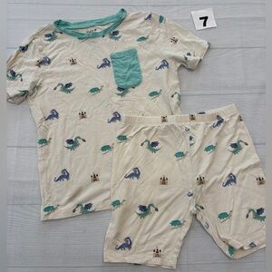 Kyte BABY dragon Print Pajama Set - Cream and Teal